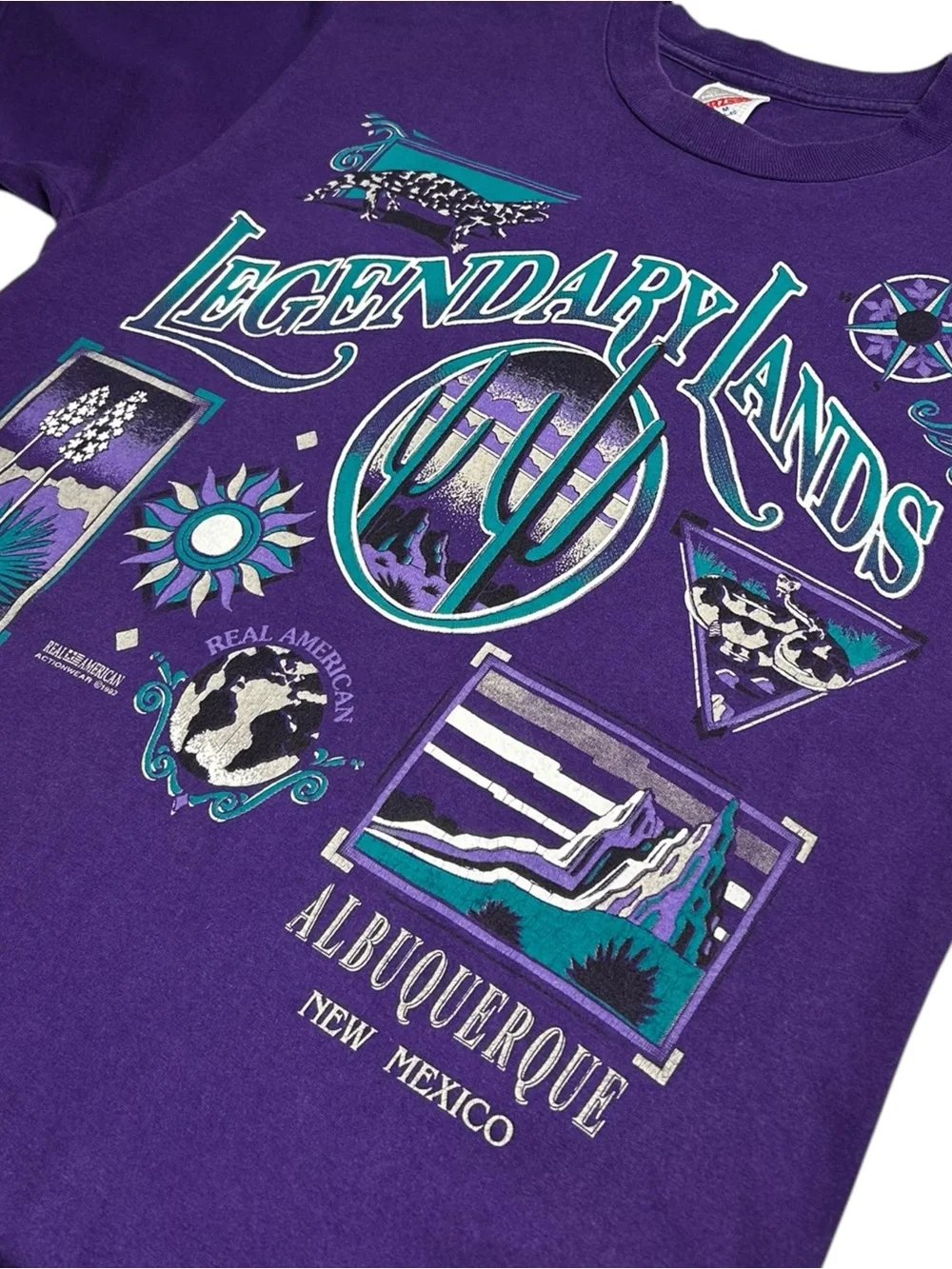 Vintage 1992 Jerzees Legendary Lands Albuquerque T Shirt M Purple Southwestern